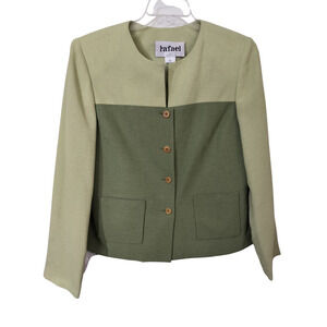 3428) Rafael Green Marina Wool Colorblock Lined Blazer Jacket Size 12